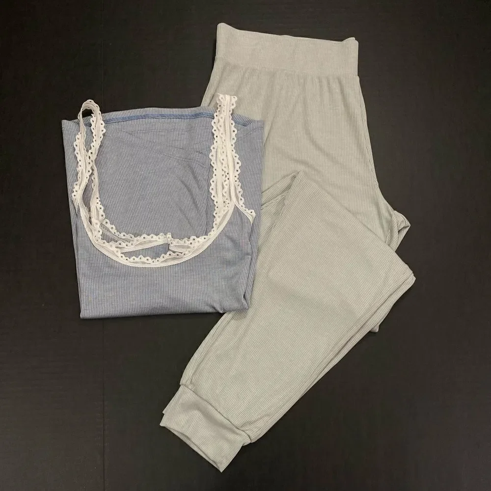 Victoria’s Secret Ribbed cami tank & pants pajama set Champagne Large